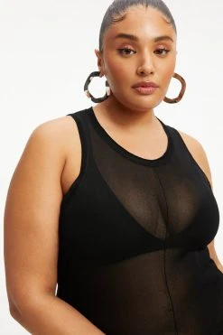 GOOD AMERICAN EXTREME SHEER BODYSUIT | BLACK001