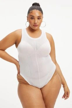 GOOD AMERICAN EXTREME SHEER BODYSUIT | WHITE001 Bodysuits