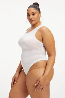 GOOD AMERICAN EXTREME SHEER BODYSUIT | WHITE001 Bodysuits
