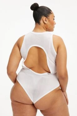 GOOD AMERICAN EXTREME SHEER BODYSUIT | WHITE001 Bodysuits