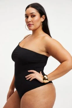GOOD AMERICAN GOOD TOUCH ONE SHOULDER '90s BODYSUIT | BLACK001