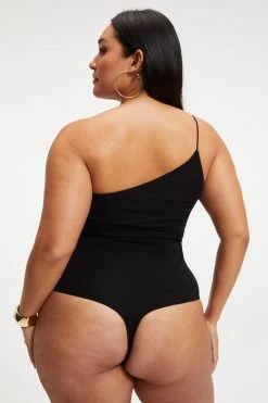 GOOD AMERICAN GOOD TOUCH ONE SHOULDER '90s BODYSUIT | BLACK001