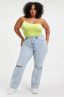 GOOD AMERICAN Good '90s GOOD TOUCH ONE SHOULDER '90s BODYSUIT | KEY LIME001