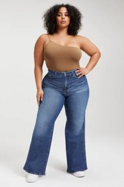 GOOD AMERICAN GOOD TOUCH ONE SHOULDER '90s BODYSUIT | PECAN001 Good '90s