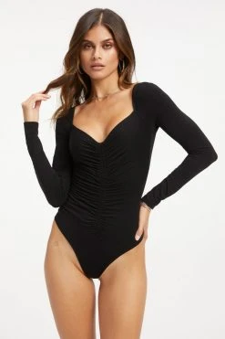 Cheap 🛒 GOOD AMERICAN GOOD TOUCH RUCHED SQUARE NECK BODY | BLACK001 ⌛ 16 GOOD AMERICAN GOOD TOUCH RUCHED SQUARE NECK BODY | BLACK001