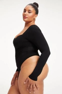 Cheap 🛒 GOOD AMERICAN GOOD TOUCH RUCHED SQUARE NECK BODY | BLACK001 ⌛ 23 GOOD AMERICAN GOOD TOUCH RUCHED SQUARE NECK BODY | BLACK001