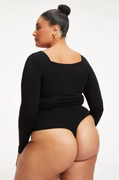 Cheap 🛒 GOOD AMERICAN GOOD TOUCH RUCHED SQUARE NECK BODY | BLACK001 ⌛ 24 GOOD AMERICAN GOOD TOUCH RUCHED SQUARE NECK BODY | BLACK001
