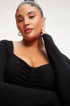 Cheap 🛒 GOOD AMERICAN GOOD TOUCH RUCHED SQUARE NECK BODY | BLACK001 ⌛ 19 GOOD AMERICAN GOOD TOUCH RUCHED SQUARE NECK BODY | BLACK001