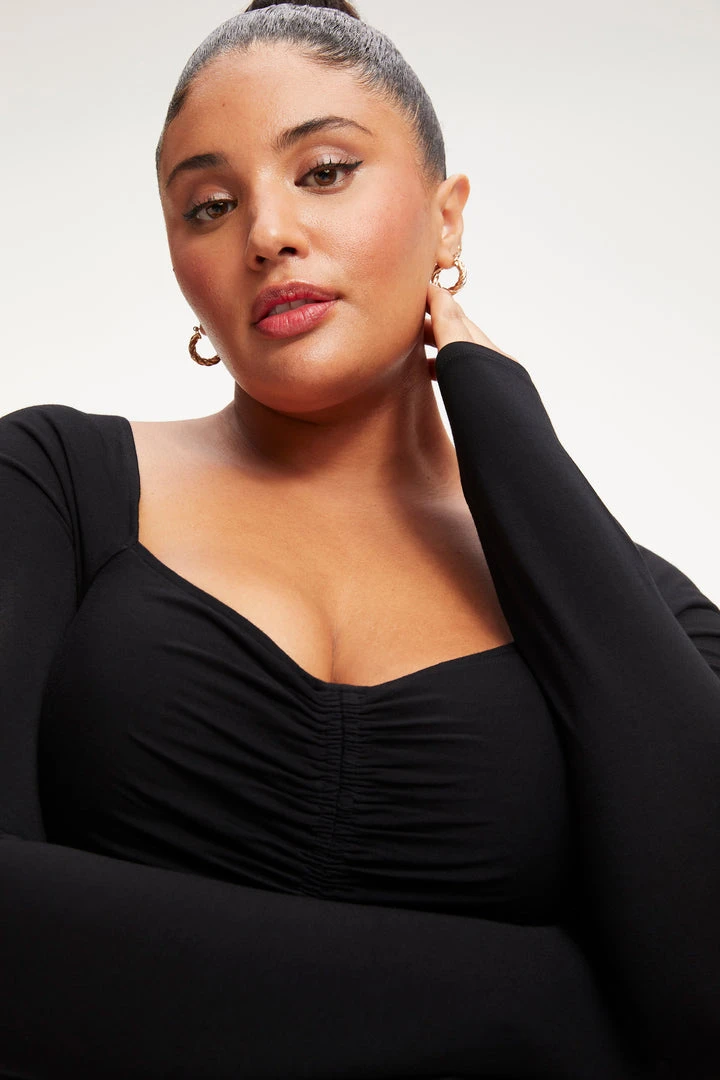 Cheap 🛒 GOOD AMERICAN GOOD TOUCH RUCHED SQUARE NECK BODY | BLACK001 ⌛ 7 GOOD AMERICAN GOOD TOUCH RUCHED SQUARE NECK BODY | BLACK001