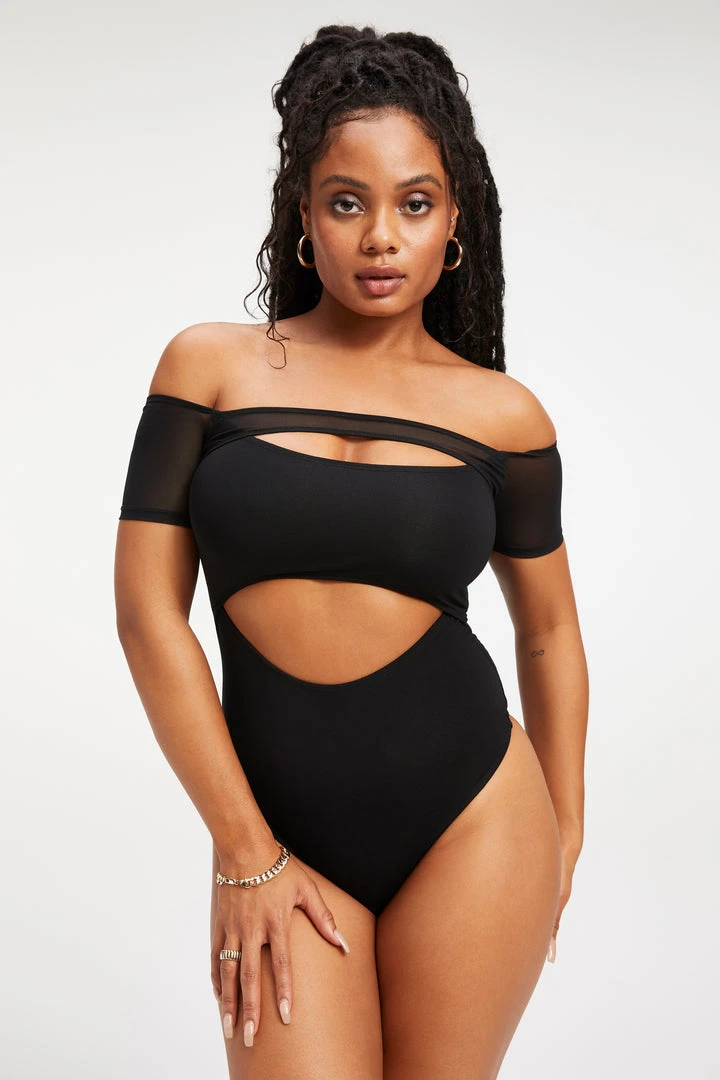 Outlet ⌛ GOOD AMERICAN OFF SHOULDER CUT BODYSUIT | BLACK001 ⭐ 1 GOOD AMERICAN OFF SHOULDER CUT BODYSUIT | BLACK001