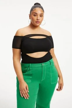 Outlet ⌛ GOOD AMERICAN OFF SHOULDER CUT BODYSUIT | BLACK001 ⭐ 39 GOOD AMERICAN OFF SHOULDER CUT BODYSUIT | BLACK001