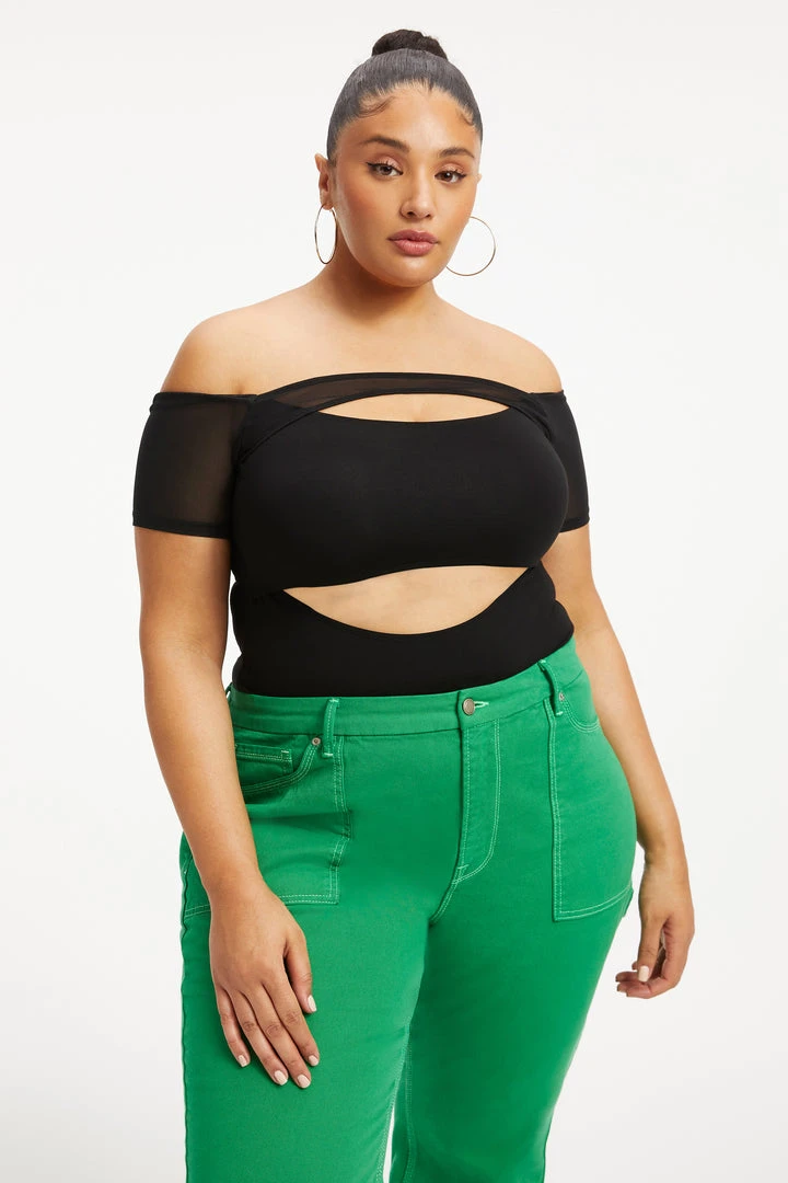 Outlet ⌛ GOOD AMERICAN OFF SHOULDER CUT BODYSUIT | BLACK001 ⭐ 18 GOOD AMERICAN OFF SHOULDER CUT BODYSUIT | BLACK001