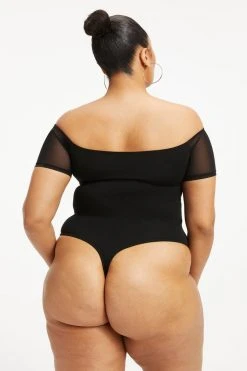 Outlet ⌛ GOOD AMERICAN OFF SHOULDER CUT BODYSUIT | BLACK001 ⭐ 42 GOOD AMERICAN OFF SHOULDER CUT BODYSUIT | BLACK001