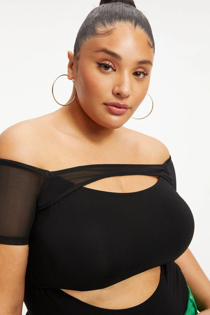 Outlet ⌛ GOOD AMERICAN OFF SHOULDER CUT BODYSUIT | BLACK001 ⭐ 16 GOOD AMERICAN OFF SHOULDER CUT BODYSUIT | BLACK001