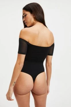 Outlet ⌛ GOOD AMERICAN OFF SHOULDER CUT BODYSUIT | BLACK001 ⭐ 34 GOOD AMERICAN OFF SHOULDER CUT BODYSUIT | BLACK001