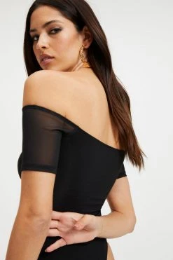 Outlet ⌛ GOOD AMERICAN OFF SHOULDER CUT BODYSUIT | BLACK001 ⭐ 36 GOOD AMERICAN OFF SHOULDER CUT BODYSUIT | BLACK001