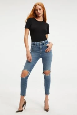 GOOD AMERICAN Bodysuits OPEN BACK TEE BODYSUIT | BLACK001