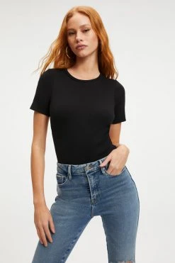 GOOD AMERICAN Bodysuits OPEN BACK TEE BODYSUIT | BLACK001