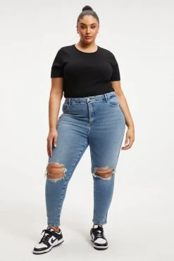 GOOD AMERICAN Bodysuits OPEN BACK TEE BODYSUIT | BLACK001