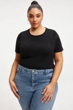 GOOD AMERICAN Bodysuits OPEN BACK TEE BODYSUIT | BLACK001