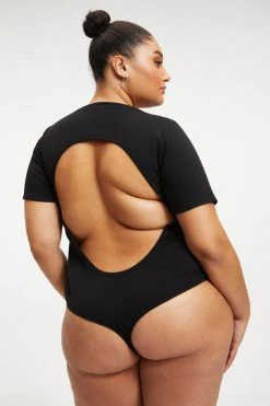 GOOD AMERICAN Bodysuits OPEN BACK TEE BODYSUIT | BLACK001