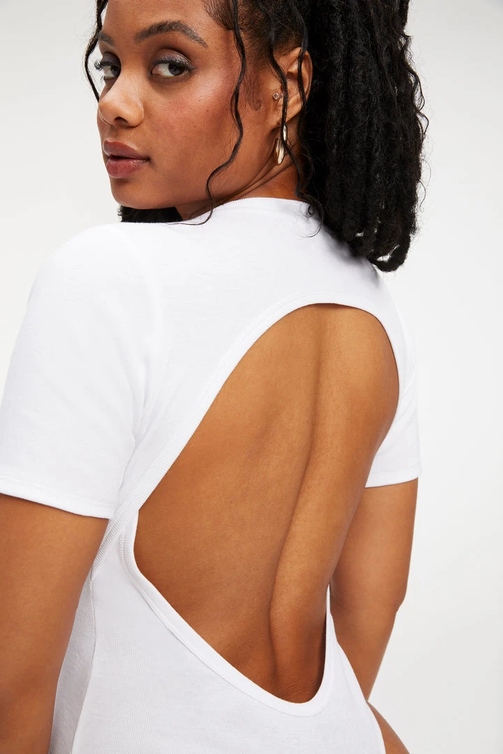 Coupon ๐ GOOD AMERICAN OPEN BACK TEE BODYSUIT | WHITE001 ๐ 4 GOOD AMERICAN OPEN BACK TEE BODYSUIT | WHITE001