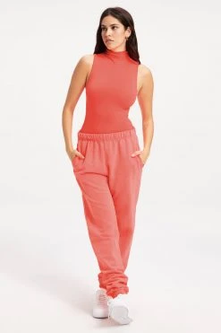 GA-SALE SEAMLESS FUNNEL TANK BODYSUIT | HOT CORAL001 Neon Collection