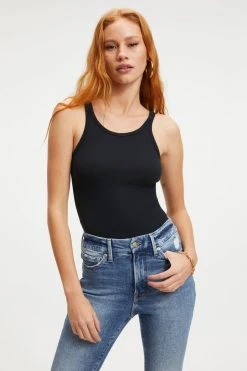 GOOD AMERICAN RACERBACK TANK BODYSUIT | BLACK001 Bodysuits