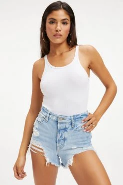 GOOD AMERICAN RACERBACK TANK BODYSUIT | WHITE001 Bodysuits