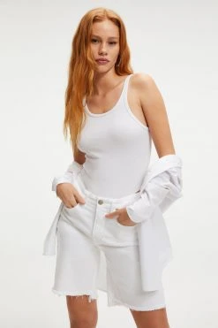 GOOD AMERICAN RACERBACK TANK BODYSUIT | WHITE001 Bodysuits