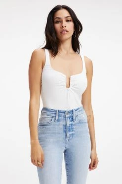 GOOD AMERICAN Bodysuits GOOD TOUCH RUCHED U RING BODYSUIT | IVORY001