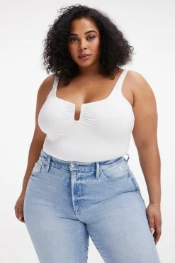 GOOD AMERICAN Bodysuits GOOD TOUCH RUCHED U RING BODYSUIT | IVORY001