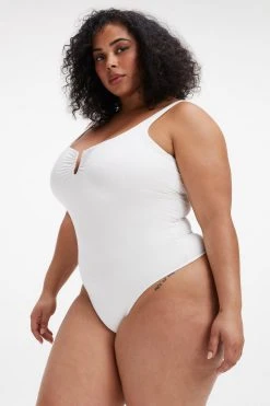 GOOD AMERICAN Bodysuits GOOD TOUCH RUCHED U RING BODYSUIT | IVORY001