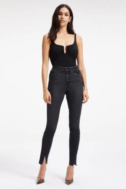 GOOD AMERICAN Bodysuits GOOD TOUCH RUCHED U RING BODYSUIT | BLACK001