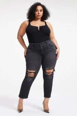 GOOD AMERICAN Bodysuits GOOD TOUCH RUCHED U RING BODYSUIT | BLACK001