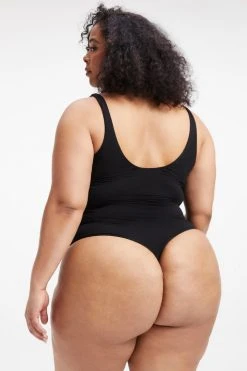 GOOD AMERICAN Bodysuits GOOD TOUCH RUCHED U RING BODYSUIT | BLACK001