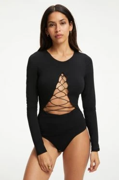 Flash Sale โ๏ธ GOOD AMERICAN Bodysuits GOOD TOUCH LACE UP BODYSUIT | BLACK001 ๐ 23 GOOD AMERICAN Bodysuits GOOD TOUCH LACE UP BODYSUIT | BLACK001