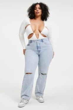 GOOD AMERICAN GOOD TOUCH CUT EXTREME BODYSUIT | IVORY001