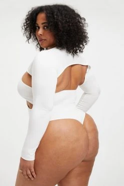 GOOD AMERICAN GOOD TOUCH CUT EXTREME BODYSUIT | IVORY001