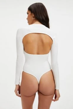 GOOD AMERICAN GOOD TOUCH CUT EXTREME BODYSUIT | IVORY001