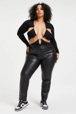 GOOD AMERICAN GOOD TOUCH CUT EXTREME BODYSUIT | BLACK001