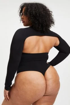 GOOD AMERICAN GOOD TOUCH CUT EXTREME BODYSUIT | BLACK001