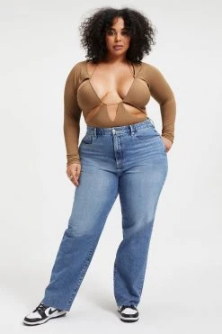 GOOD AMERICAN GOOD TOUCH CUT EXTREME BODYSUIT | PECAN001 Bodysuits