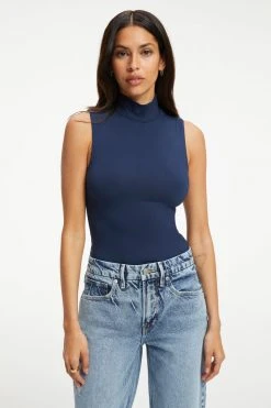 GOOD AMERICAN GOOD TOUCH TURTLENECK BODY | NAVY001 Bodysuits