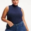GOOD AMERICAN GOOD TOUCH TURTLENECK BODY | NAVY001 Bodysuits