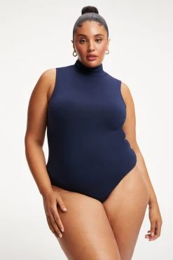 GOOD AMERICAN GOOD TOUCH TURTLENECK BODY | NAVY001 Bodysuits