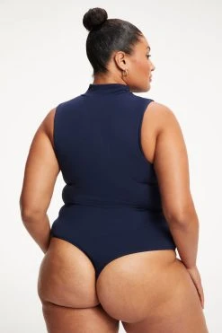 GOOD AMERICAN GOOD TOUCH TURTLENECK BODY | NAVY001 Bodysuits