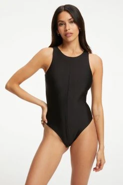 GOOD AMERICAN COMPRESSION HIGH NECK BODYSUIT | BLACK001 Bodysuits