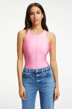 GOOD AMERICAN COMPRESSION HIGH NECK BODYSUIT | SORORITY PINK003