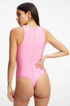 GOOD AMERICAN COMPRESSION HIGH NECK BODYSUIT | SORORITY PINK003